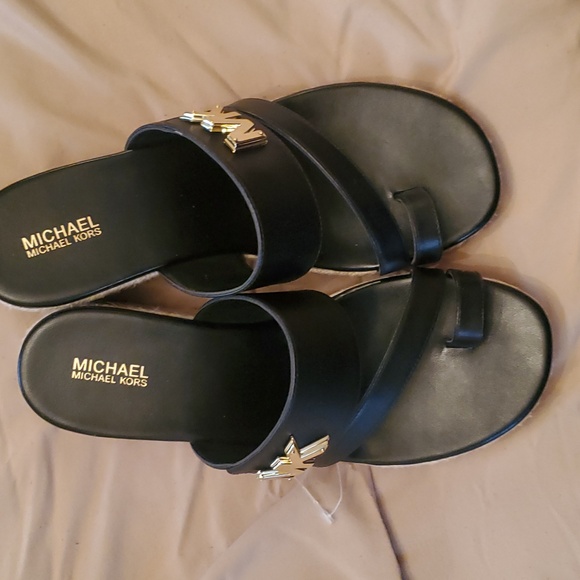 Michael Kors Sidney Espadrille Wedge Sandals Black Size US 7.5 - Picture 2 of 6